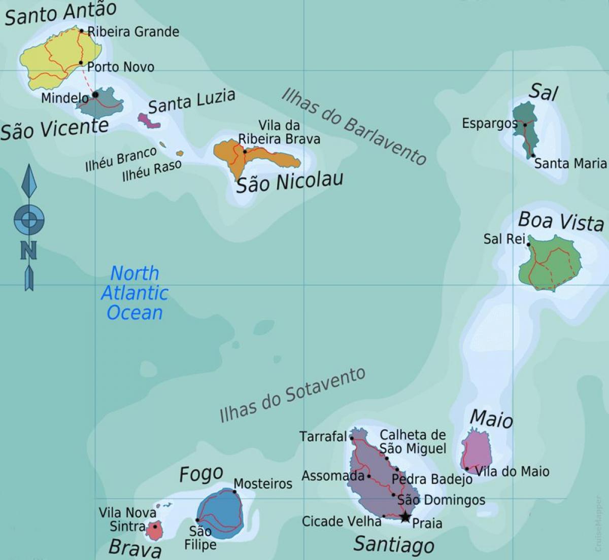 Kap Verde-øerne kort placering