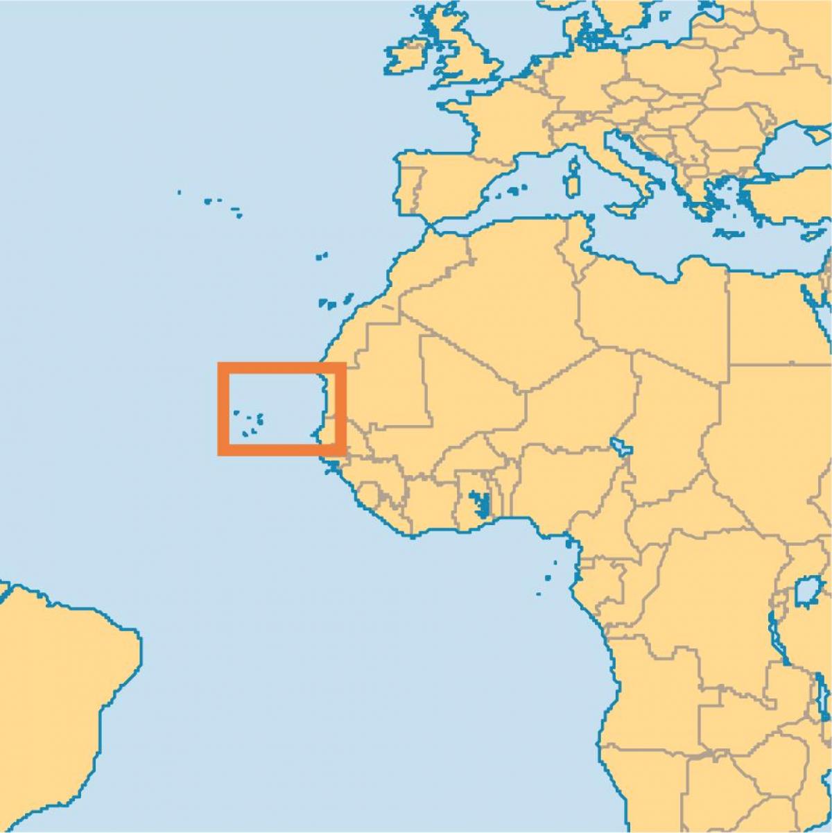 vis Kap Verde på verdenskortet